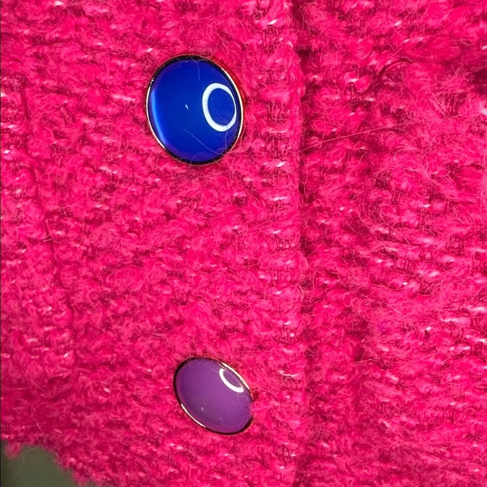 Mango Pink Tweed Jacket with Jewel Buttons, Size XS - Picture 13 of 13